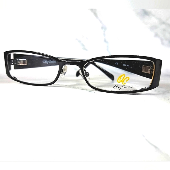 NEW Ladies Rx'able Eyeglass Frame classy black/gray, OC Oleg Cadsini 52-18-130 - Picture 2 of 4